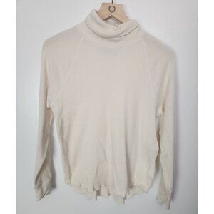 Everlane Women's Sz. M Ivory Thermal Long Sleeve Mock Neck Shirt